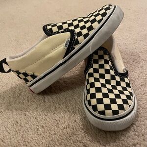 Vans Kids Checkered Slip-On Sneakers - Black and Cream